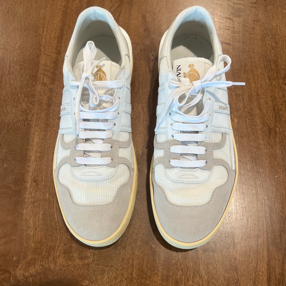 Lanvin White and Gray Sneakers with Classic Design